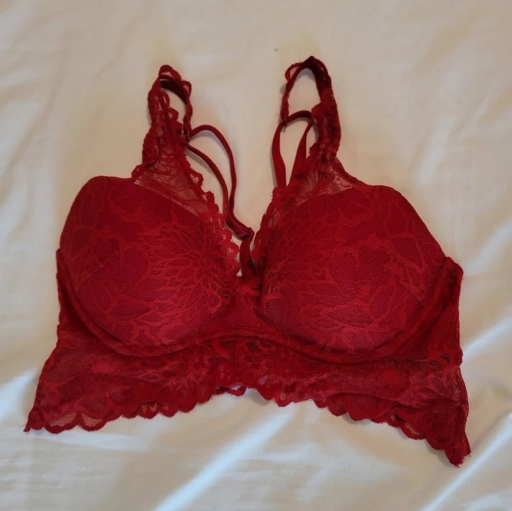 VS PINK Red Pullover Lace Bralette